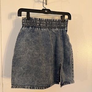 Denim Smocked Smocked Pencil Skirt